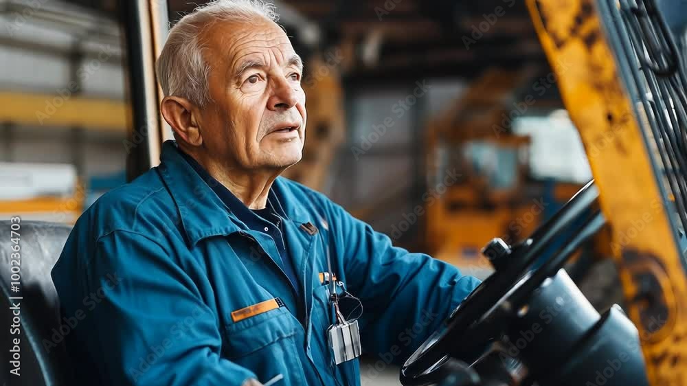 Senior Worker Operating Heavy Machinery Senior Worker Operating Heavy Machinery