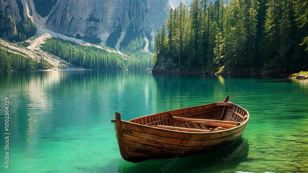 Serene Lake with Rowboat Serene Lake with Rowboat