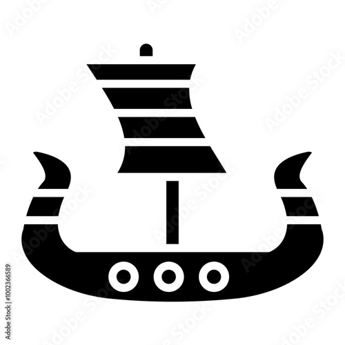 Viking Ship Icon Style