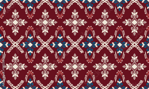 Damask pattern,Tribal ethnic fabric,elegant pattern designs woven fabric.Pattern motif, flora, geometric, texture design for wallpaper, wrapping, clothing, table linens, drapes, damask design fabric