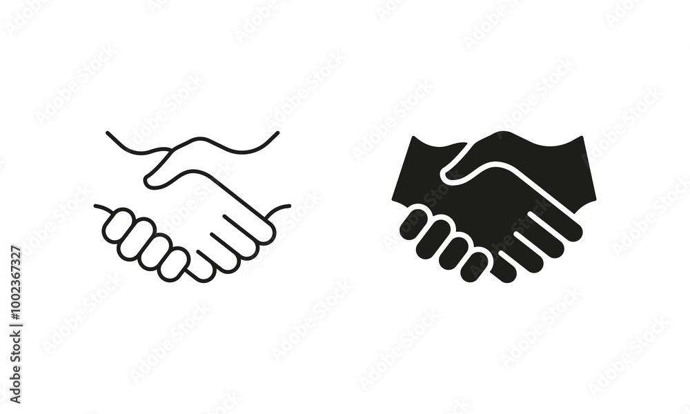 Deal Icon. Handshake Line and Silhouette Icon Set. Business Partnership, Hand Shake Symbol. Professional Agreement. Editable Stroke. Isolated Vector Illustration Deal Icon. Handshake Line and Silhouette Icon Set. Business Partnership, Hand Shake Symbol. Professional Agreement. Editable Stroke. Isolated Vector Illustration