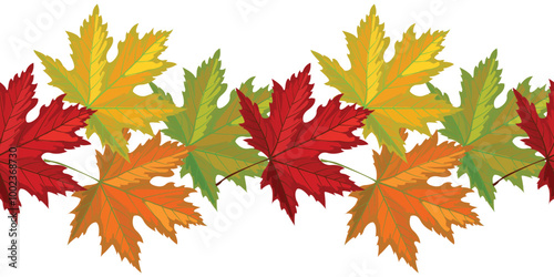 Seamless pattern of maple leaves. Vector illustration.