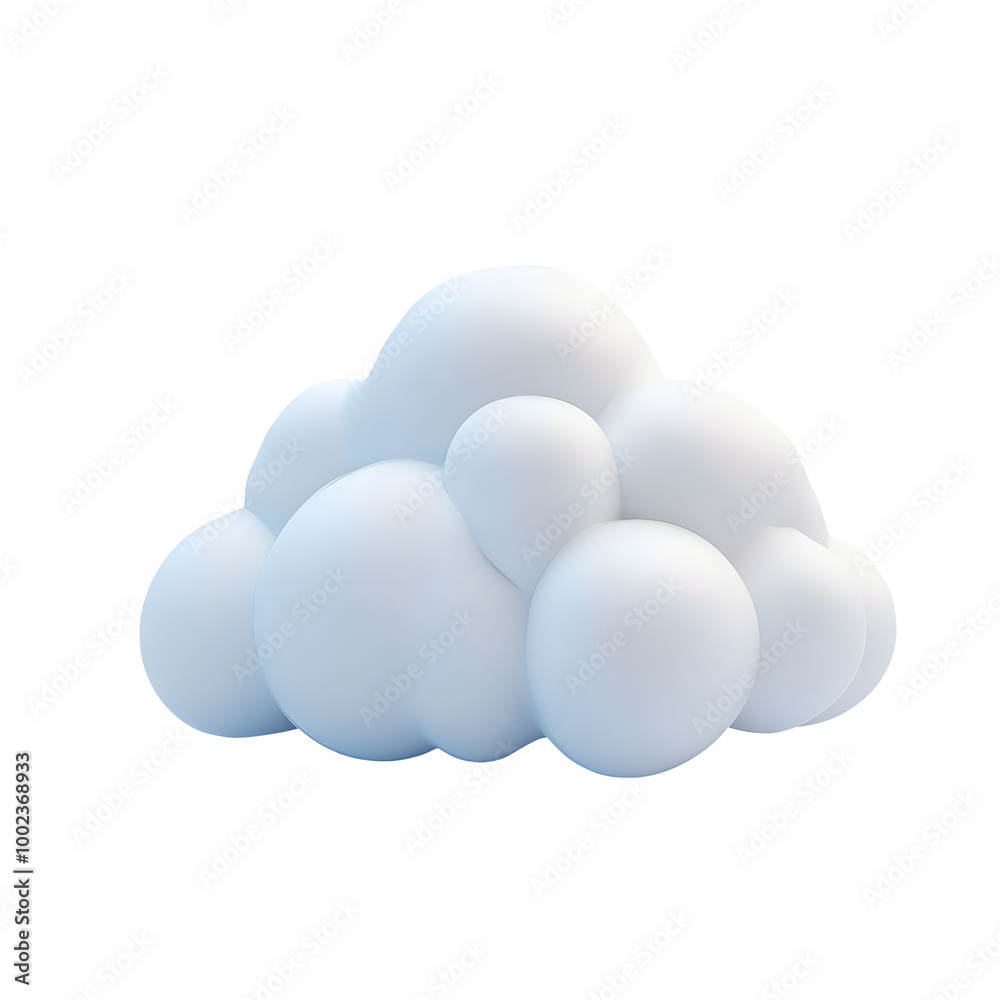 3D cartoon cute white cloud icon isolated on transparent background 3D cartoon cute white cloud icon isolated on transparent background