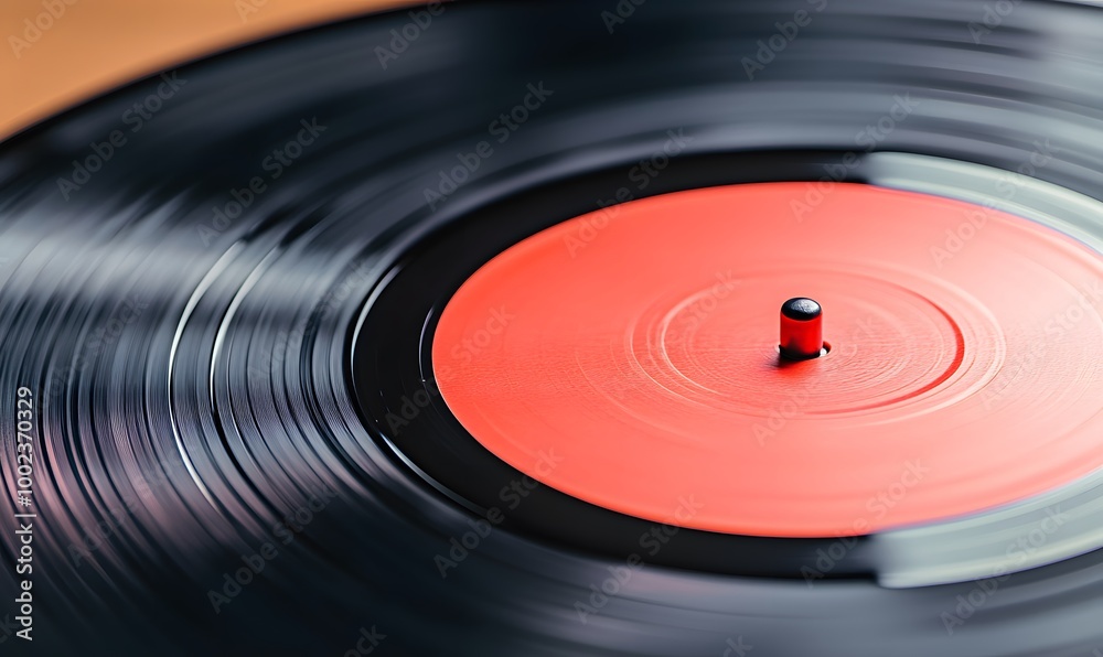 close-up of a vinyl record spinning, Generative AI close-up of a vinyl record spinning, Generative AI
