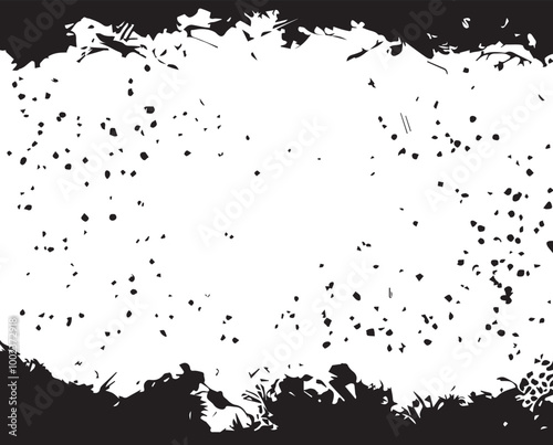 White rice in black on transparent background. Organic texture. Silhouette of rice flakes, spread on the flat surface or table
