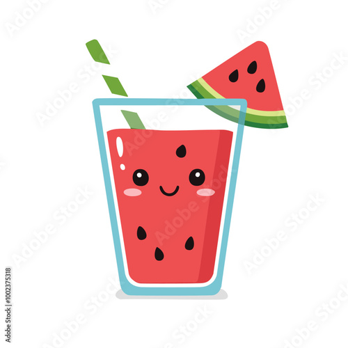 Watermelon Juice Drink Beverage Liquid Water Fresh Animation Kawaii Healthy Character
