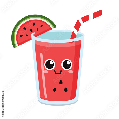 Watermelon Juice Drink Beverage Liquid Water Fresh Animation Kawaii Healthy Character
