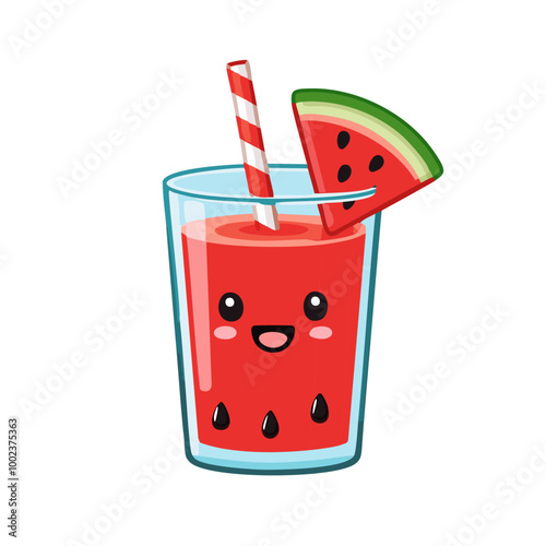 Watermelon Juice Drink Beverage Liquid Water Fresh Animation Kawaii Healthy Character
