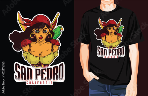 Female pirate t-shirt design unique idea