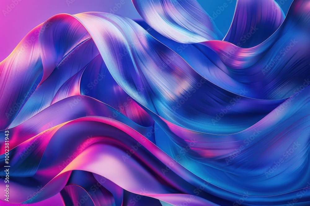 Obraz premium Soft Silky Flowing Abstract with Gentle Blue and Purple Gradients in Modern Art Design