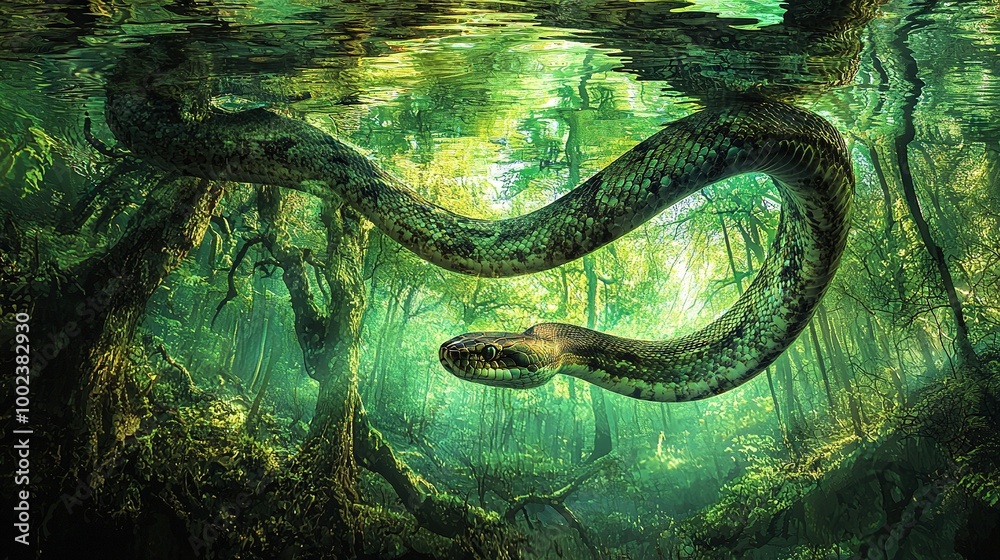 Snake in the forest by water Snake in the forest by water