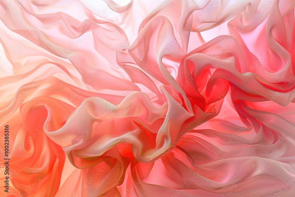 Obraz premium Soft Coral and Cream Fluid Waves in a Gentle Abstract Pastel Flow Design