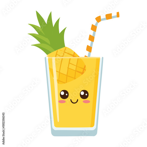 Pineapple Juice Drink Beverage Liquid Water Fresh Animation Kawaii Healthy Character
