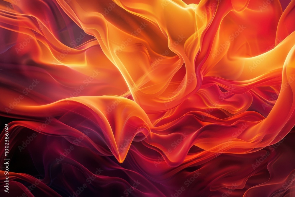 Obraz premium Fiery Abstract Waves of Orange and Red Hues Creating a Dynamic Digital Flame Design