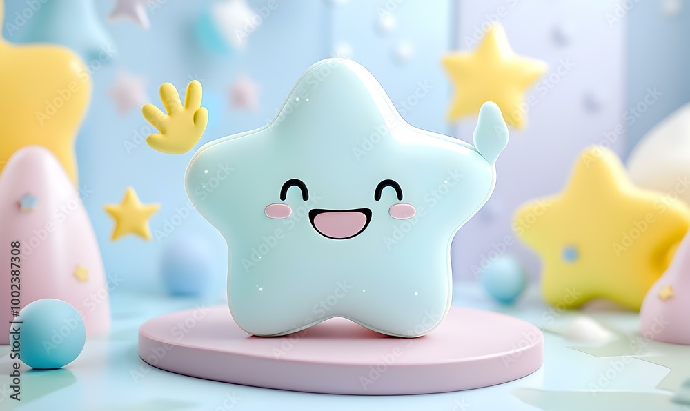 Charming character greeting with a friendly wave, set against a soft pastel backdrop, exuding warmth and playfulness. Charming character greeting with a friendly wave, set against a soft pastel backdrop, exuding warmth and playfulness.