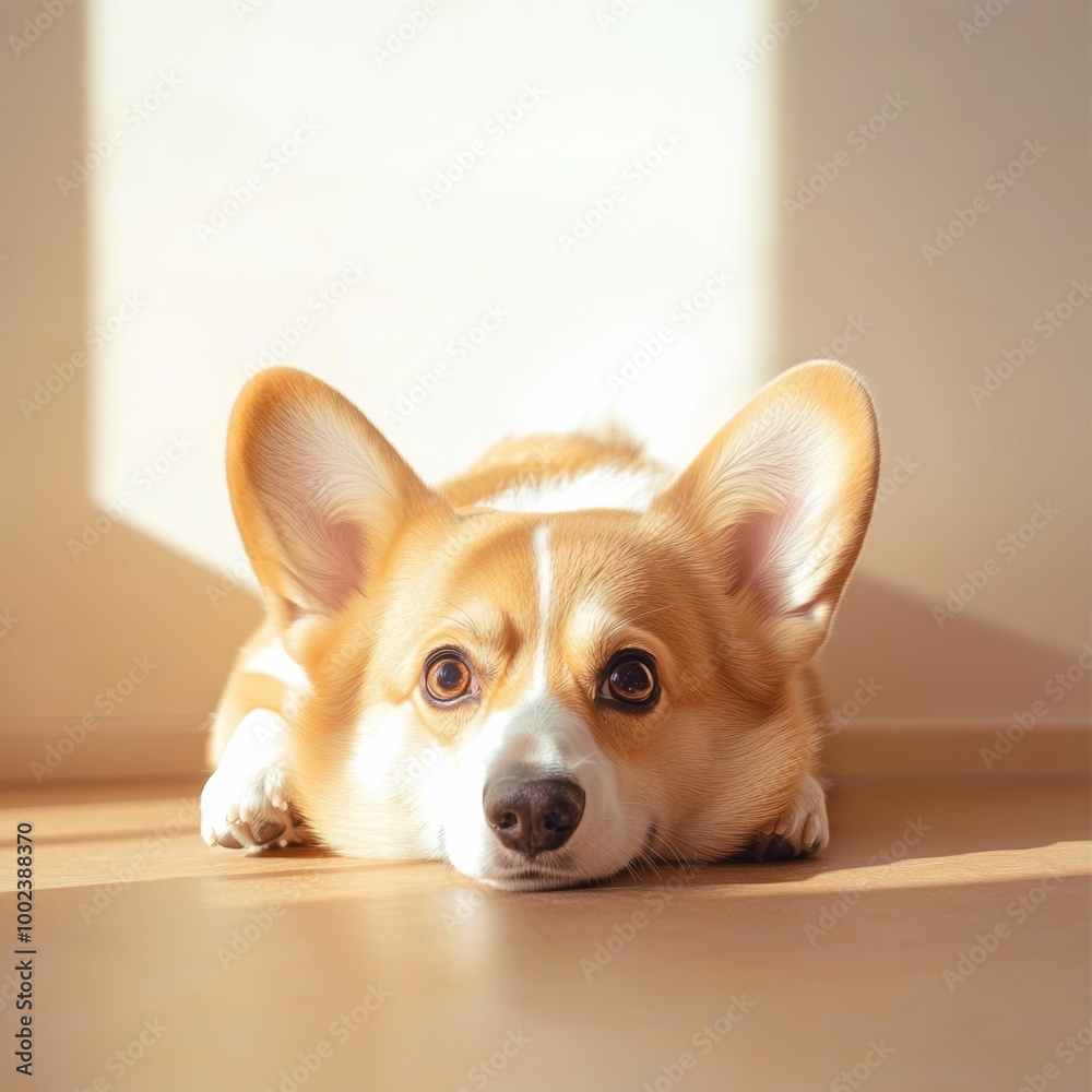 Cute Corgi Sunbathing. Cute Corgi Sunbathing.