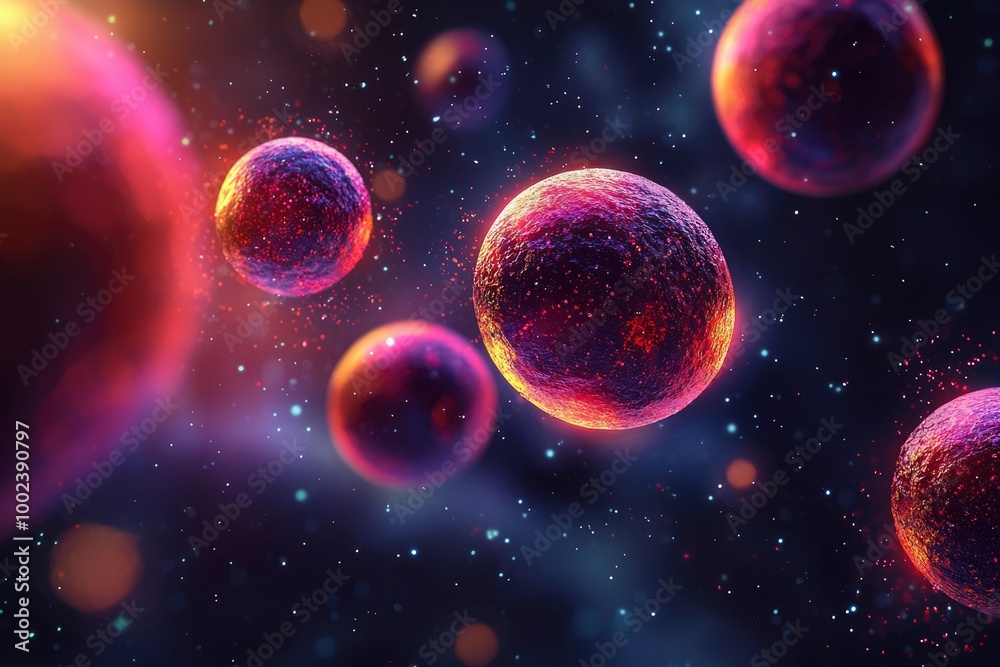 Fototapeta premium Vibrant Spheres in a Cosmic Dust Cloud