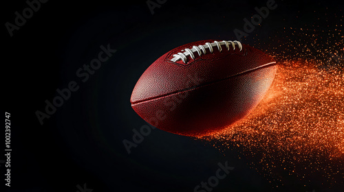 American football field stadium lights helmet and ball touchdown background