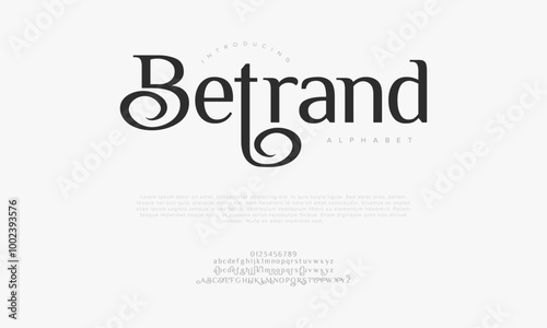 Betrand typography beauty fashion elegant minimalist serif italic fonts decorative wedding vintage retro logos. Minimal luxury font alphabet logo. Vector illustration