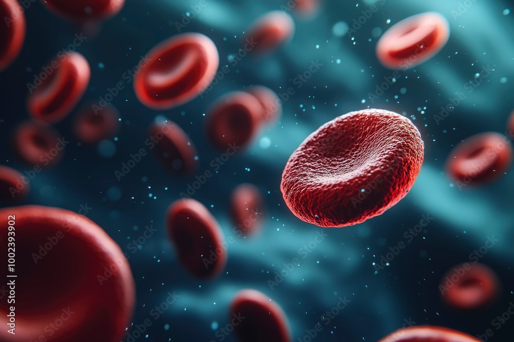 A Close-Up View of Red Blood Cells in a Fluid Medium A Close-Up View of Red Blood Cells in a Fluid Medium