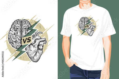 Heart VS Brain t-shirt design unique idea