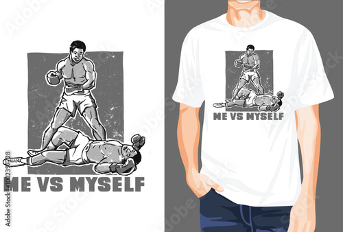 Me vs myself boxing t-shirt design unique idea