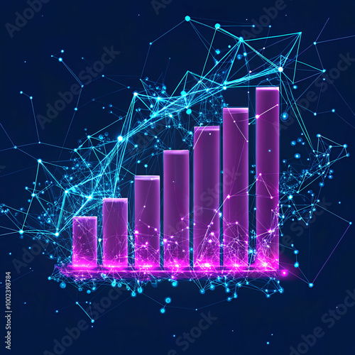 abstract backgroundbusiness, graph, chart, finance, illustration, stock, city, growth, vector, design, success, technology, light, line, market, financial, night, bar, concept, diagram, arrow, blue, d photo