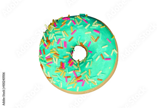 Mint donut isolated on transparent background. Png file	
