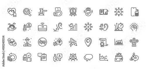 Money, Saving electricity and Verified internet line icons pack. AI, Question and Answer, Map pin icons. Idea, Statistics, Chemistry lab web icon. Vector