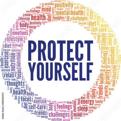 Protect Yourself word cloud conceptual design isolated on white background.