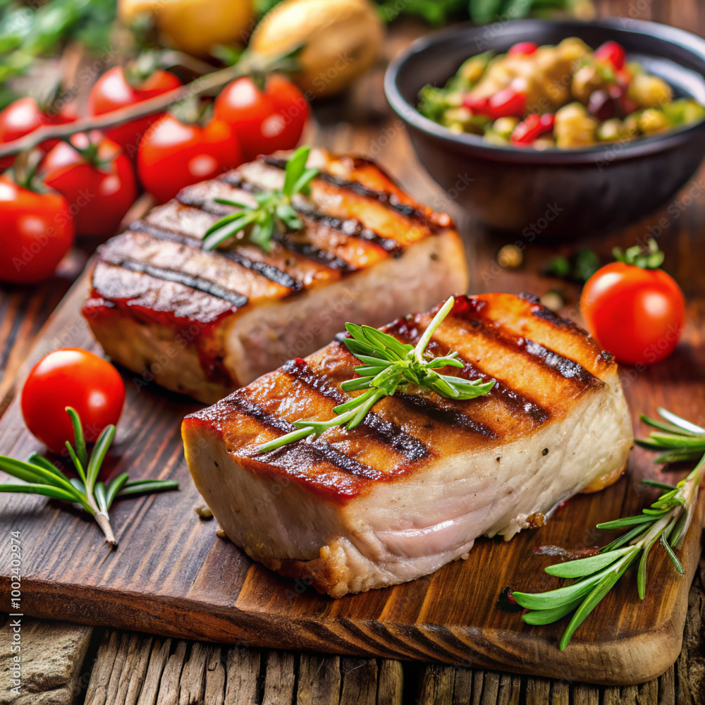 grilled steak with vegetablesfood, meat, grilled, meal, dinner, steak, dish, plate, beef, tomato, salad, fish, pork, fried, roasted, cuisine, vegetable, roast, white, fillet, restaurant, gourmet, lunc