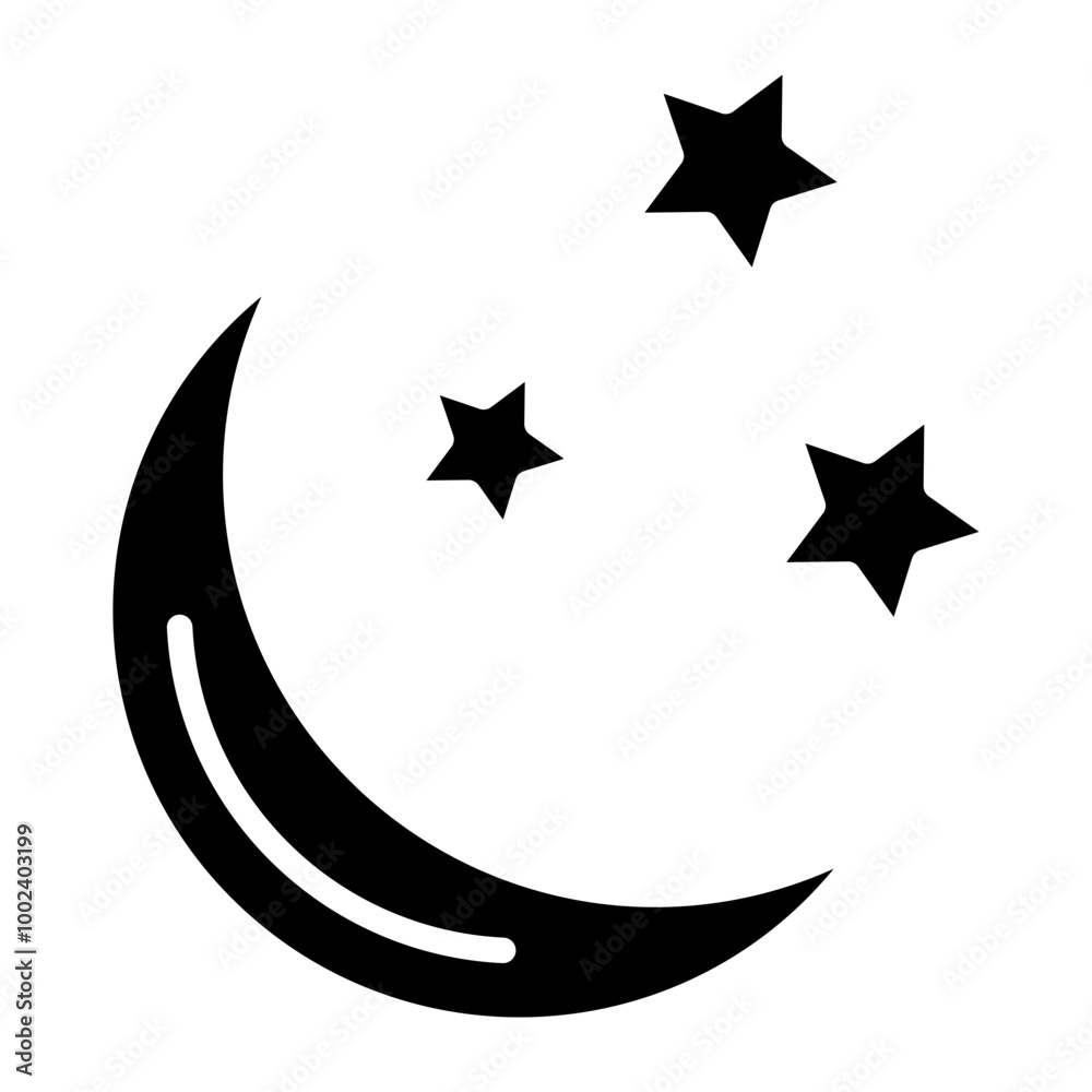 Moon and Stars Icon Style Moon and Stars Icon Style
