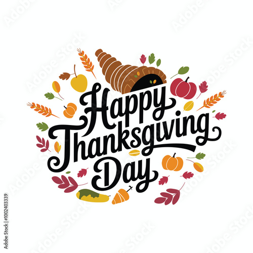 Happy Thanks Giving vector Typography design