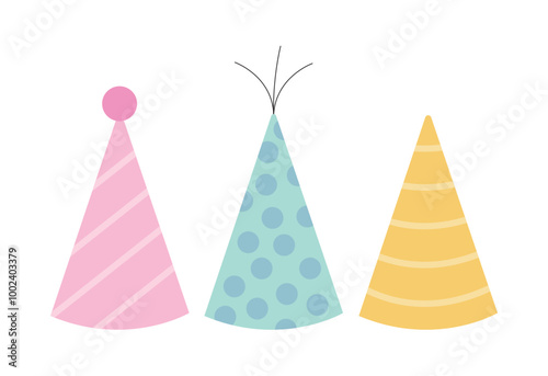 Party hats vector flat set