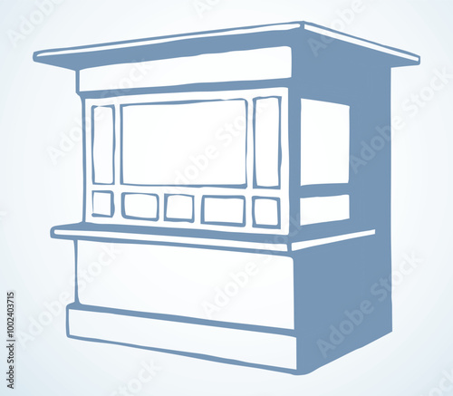 Shop stall. Vector drawing kiosk