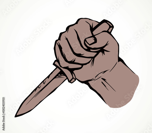 Hand with a dagger. Vector drawing