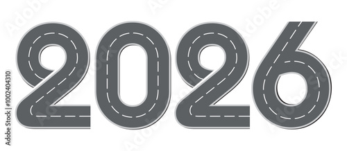Figures of the new year in the form of a road. Vector drawing