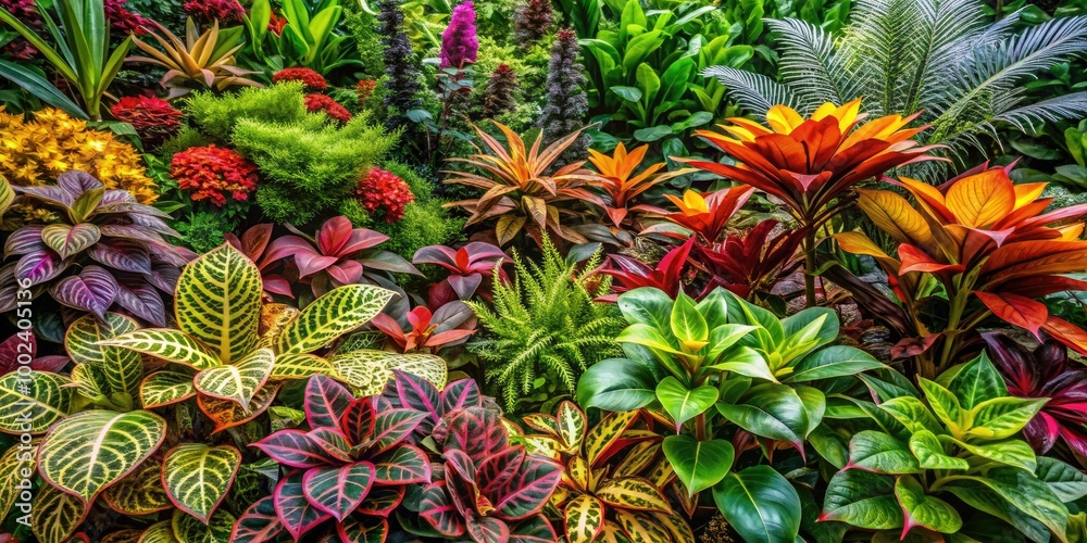 Obraz premium Non-flowering plants in their natural habitats exhibit a rich variety of shapes and textures in their foliage, highlighting the beauty of natureâ€™s diversity.