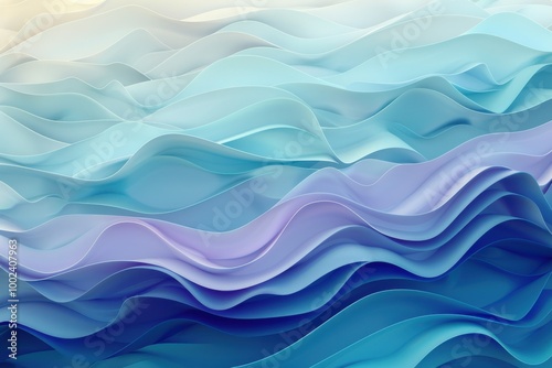 Glossy Blue and Purple Fluid Waves with Elegant Smooth Texture in Abstract Art