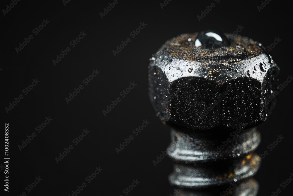 Macro shot of a bolt with intended side light, isolated against black background - generative ai Macro shot of a bolt with intended side light, isolated against black background - generative ai