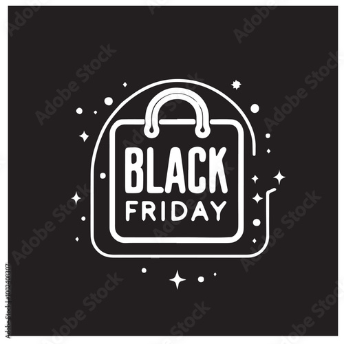 Black friday neon logo black vector black color silhouette white color background