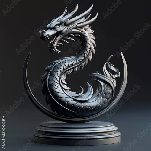 3D Dragon Icon: Mythical Creature Illustration Logo