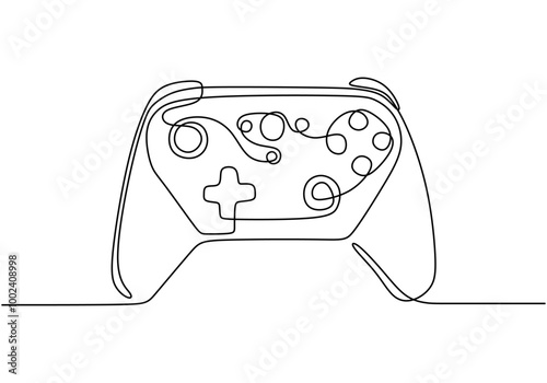 One line drawing of a joystick. Highlights gaming essentials in a stylish format.
