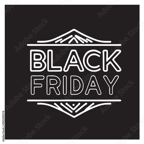Black friday neon logo black vector black color silhouette white color background