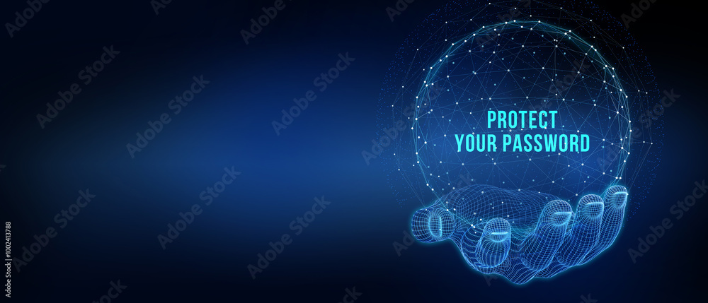 Secure internet access and personal information security. PROTECT YOUR PASSWORD. 3d illustration Secure internet access and personal information security. PROTECT YOUR PASSWORD. 3d illustration