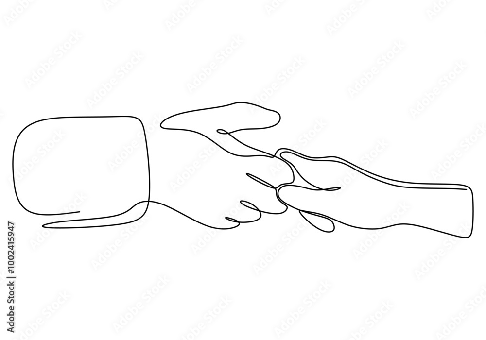 One Line Drawing of Two Hands Gripping Together, Minimalist Depiction of Partnership and Harmony. One Line Drawing of Two Hands Gripping Together, Minimalist Depiction of Partnership and Harmony.