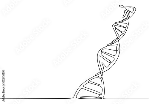 One Line Drawing of a DNA Symbol, Minimalist Representation of Life and Genetic Research.