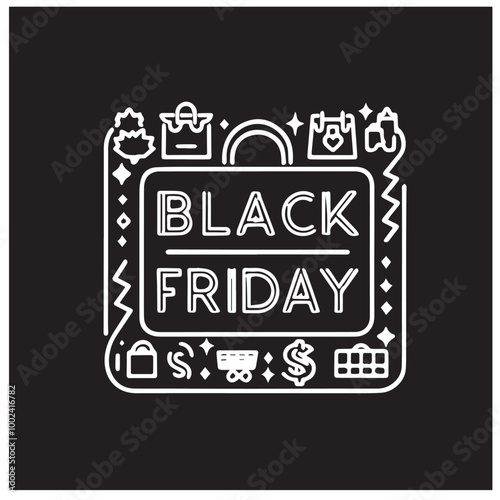Black friday neon logo black vector black color silhouette white color background