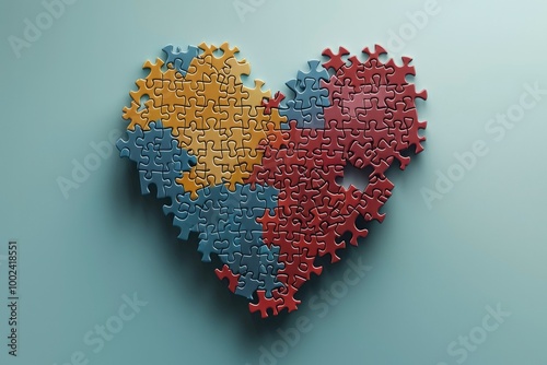 Incomplete Heart-Shaped Puzzle with Missing Piece photo