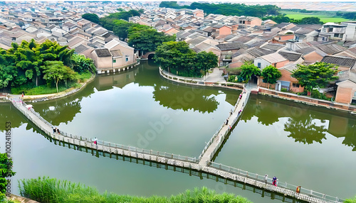 Exploring the beauty of Gulao Water Town Tourist Area, rich in Lingnan style and the charm of fish ponds. photo